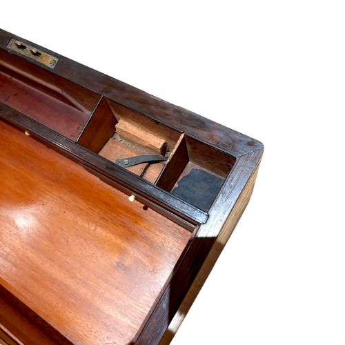 VICTORIAN ROSEWOOD BRASS BOUND WRITING SLOPE WITH WORKING KEY - ADDITIONAL PHOTO 7