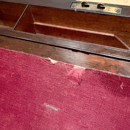 VICTORIAN ROSEWOOD BRASS BOUND WRITING SLOPE WITH WORKING KEY - ADDITIONAL PHOTO 10