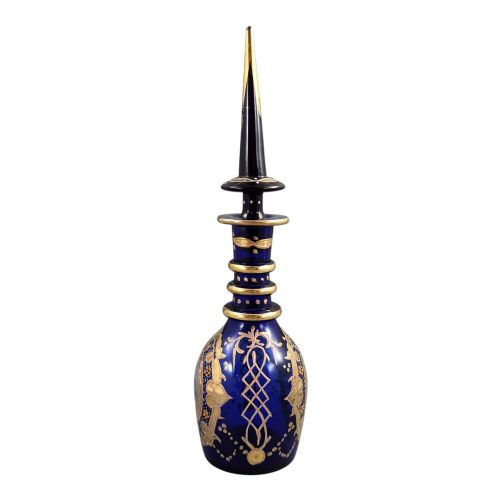 BOHEMIAN ENAMELED COBALT GLASS DECANTER FOR THE PERSIAN QAJAR MARKET C18701890 - ADDITIONAL PHOTO 1