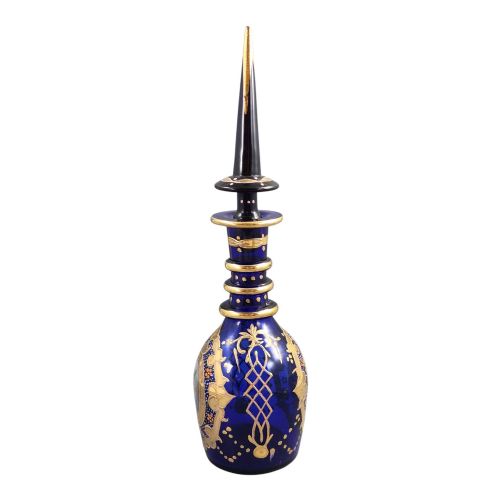 BOHEMIAN ENAMELED COBALT GLASS DECANTER FOR THE PERSIAN QAJAR MARKET C18701890 - ADDITIONAL PHOTO 3