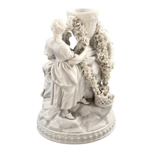 VIEUX PARIS BISCUIT PORCELAIN SCULPTURAL GROUP WITH FLORAL GARLANDS C18501870 - ADDITIONAL PHOTO 4