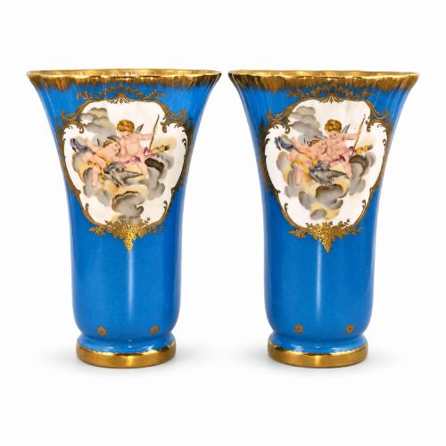 pair of samson paris bleu cleste porcelain vases in the svres taste c18601870 - CATEGORY: ANTIQUE VASES - DATED 19TH CENTURY