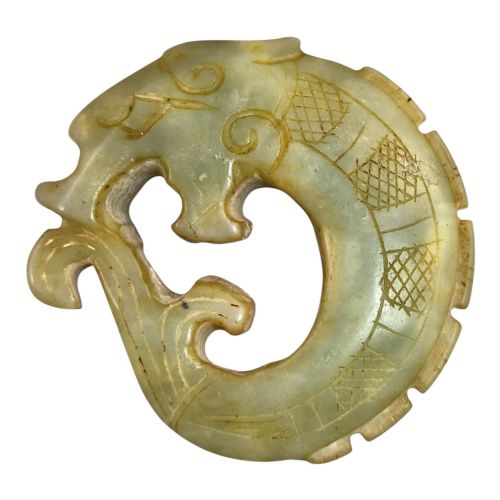 CHINESE FANGU STONE AMULETS BI DISC WITH QILIN CHILONG DRAGON CARP - ADDITIONAL PHOTO 2
