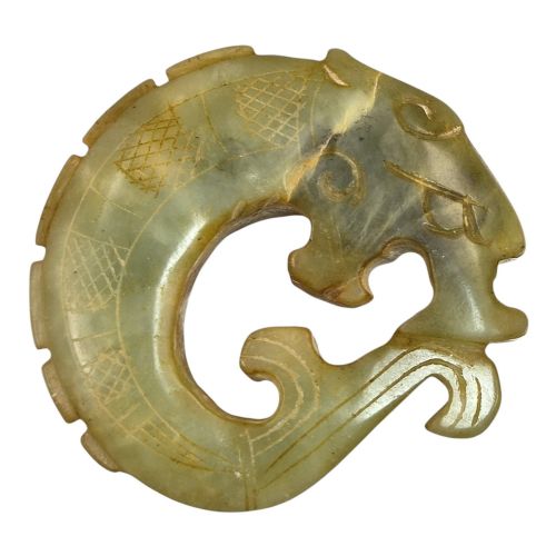 CHINESE FANGU STONE AMULETS BI DISC WITH QILIN CHILONG DRAGON CARP - ADDITIONAL PHOTO 3