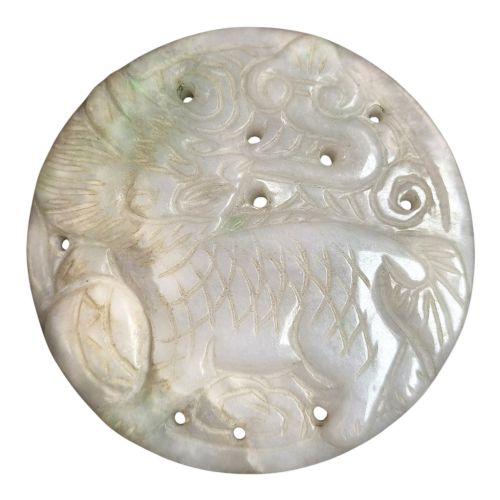 CHINESE FANGU STONE AMULETS BI DISC WITH QILIN CHILONG DRAGON CARP - ADDITIONAL PHOTO 7