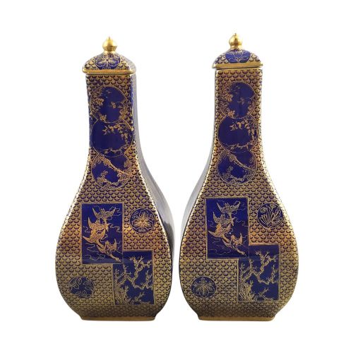 EXTREMELY RARE PAIR OF MASON'S PATENT IRONSTONE MAZARINE BLUE GROUND VASES C183048 - ADDITIONAL PHOTO 1