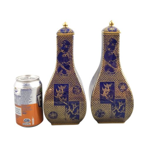 EXTREMELY RARE PAIR OF MASON'S PATENT IRONSTONE MAZARINE BLUE GROUND VASES C183048 - ADDITIONAL PHOTO 4