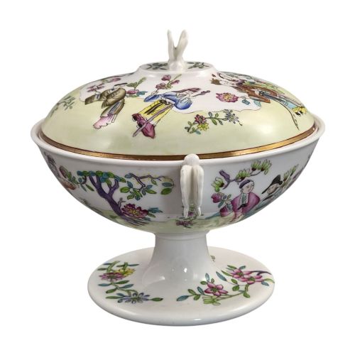 RARE SPODE FELSPAR PORCELAIN COVERED PEDESTAL BOWL WITH BUTTERFLY HANDLES C1821 - ADDITIONAL PHOTO 3