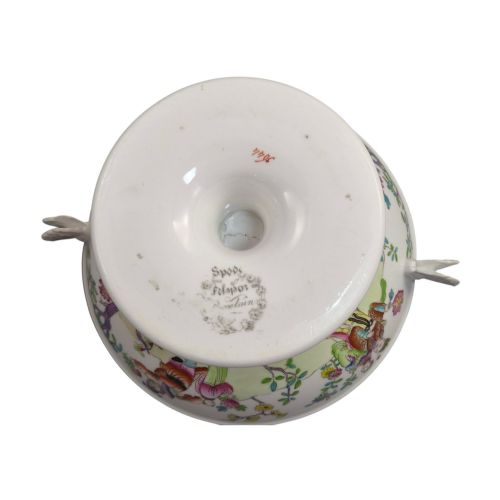 RARE SPODE FELSPAR PORCELAIN COVERED PEDESTAL BOWL WITH BUTTERFLY HANDLES C1821 - ADDITIONAL PHOTO 7