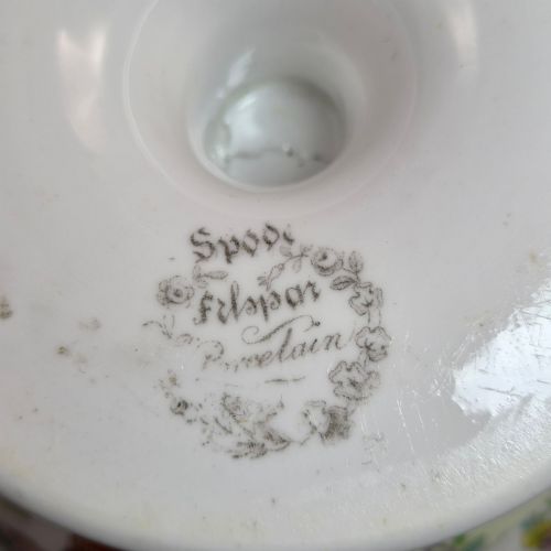 RARE SPODE FELSPAR PORCELAIN COVERED PEDESTAL BOWL WITH BUTTERFLY HANDLES C1821 - ADDITIONAL PHOTO 8