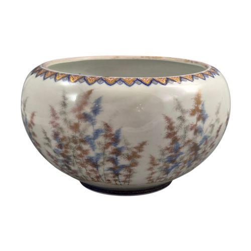 LATE MEIJI FUKAGAWA PORCELAIN FISH BOWL WITH KOI CARP ARITA C1894 - ADDITIONAL PHOTO 1