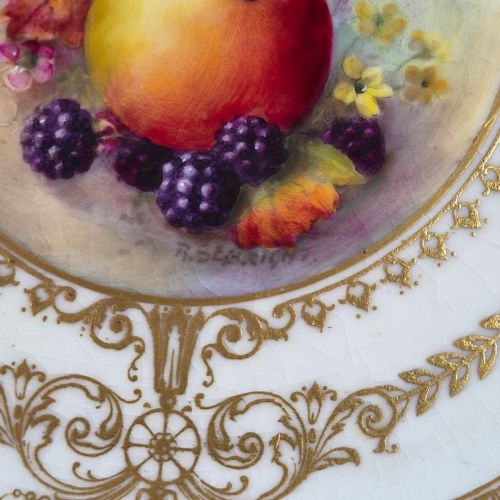 ROYAL WORCESTER RICHARD SEBRIGHT SIGNED PAINTED FRUIT CABINET PLATE 1935 - ADDITIONAL PHOTO 10