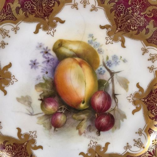 ROYAL WORCESTER PAINTED FRUIT CABINET PLATE BY RICHARD SEBRIGHT 1918 - ADDITIONAL PHOTO 1