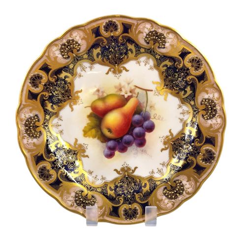 ROYAL WORCESTER ALBERT SHUCK SIGNED FRUIT CABINET PLATE 1928 - ADDITIONAL PHOTO 1