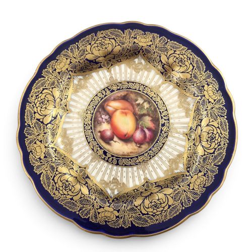 ROYAL WORCESTER RICHARD SEBRIGHT SIGNED PAINTED FRUIT CABINET PLATE 1923