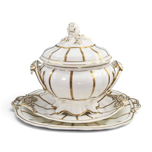 Davenport Bone China Sauce Tureen Set, Pattern No. 1680, C.1845-1860