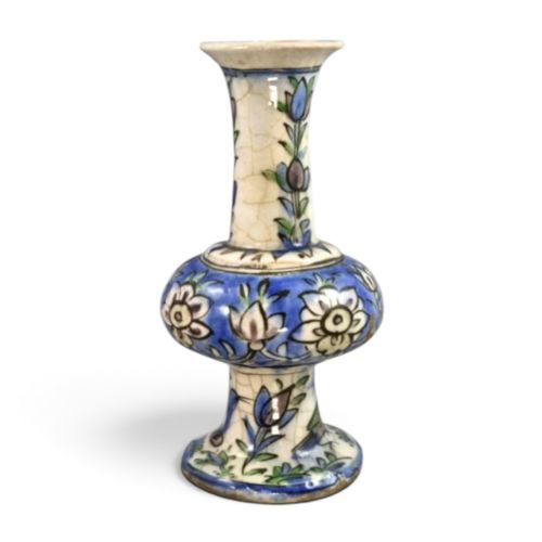 Late Qajar Persian Polychrome Glazed Ceramic Vase, Circa 1890–1910