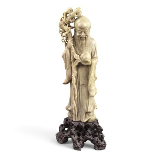 Late 19th Century Chinese Carved Soapstone Shoulao Figure, C.1890