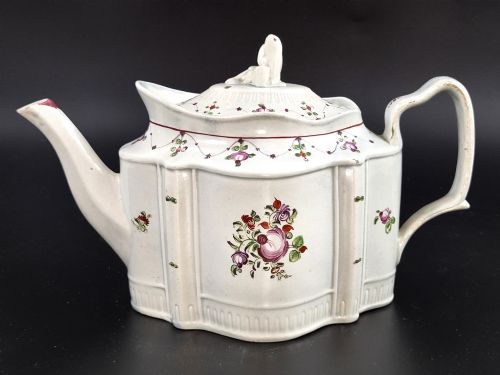 English Earthenware Commode-shaped Teapot with Widow Finial, C.1810