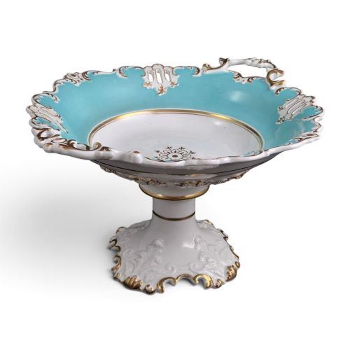 Coalport Rococo Turquoise Bone China Tazza, C.1840–1850