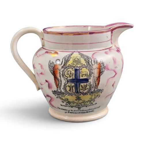 Antique Sunderland Garrison Pottery Masonic & Clipper Ship Jug, C.1855