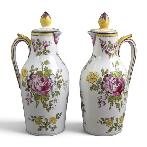 Veuve Perrin Marseille Faience Oil and Vinegar Jugs with Covers, C.1770–1780
