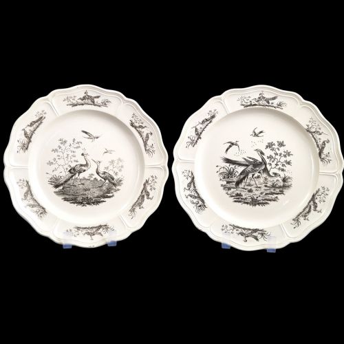 Georgian Leeds Pottery Liverpool Birds Creamware Plates, C.1770–1780