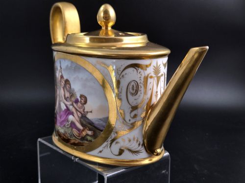 fig 1. Antique Paris Porcelain Teapot by Bringeon, Rue Vivienne, Mythological Scenes, c.1810
