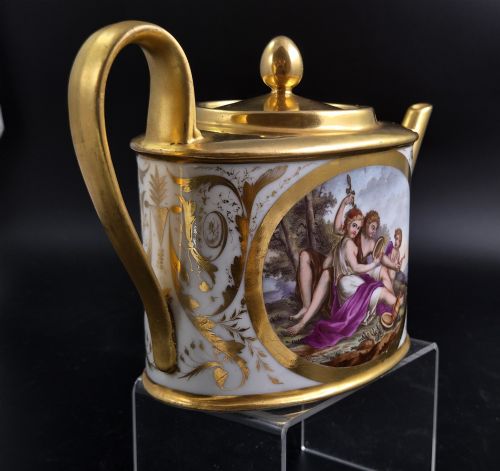 fig 4. Antique Paris Porcelain Teapot by Bringeon, Rue Vivienne, Mythological Scenes, c.1810