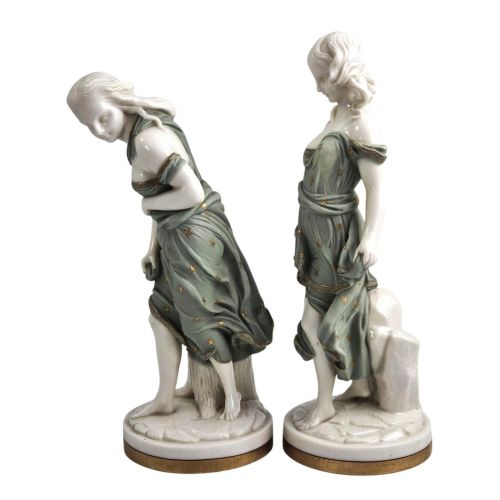 fig 1. Royal Worcester Pair of Pale Green Parian Wind Maidens, James Hadley, c.1870