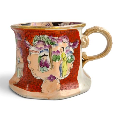 Large Mason's Patent Ironstone Red Scale Conversation Cider Mug with Hydra Handle, C.1820