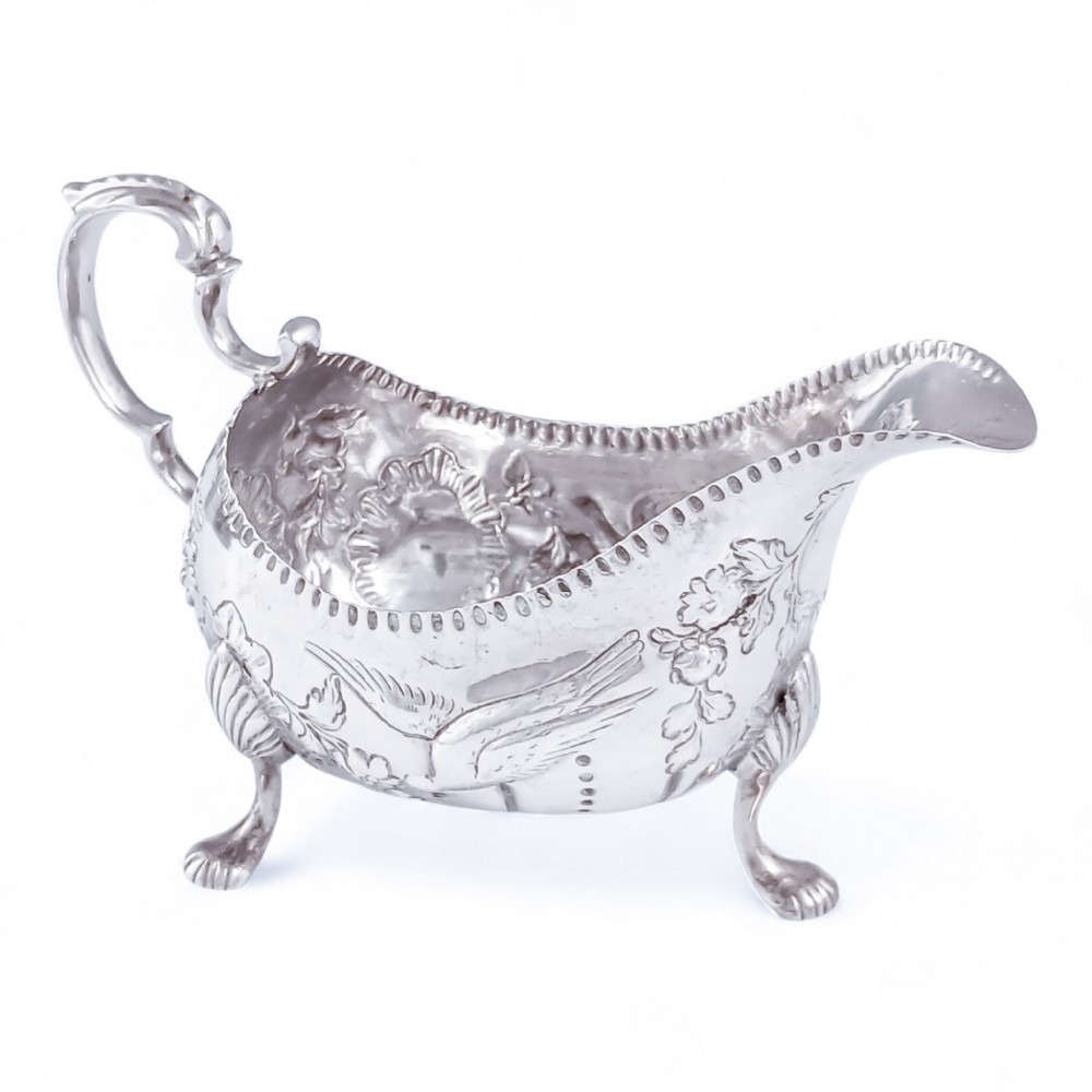 Georgian Irish Silver Sauceboat by Ambrose Boxwell, Dublin, 18th Century