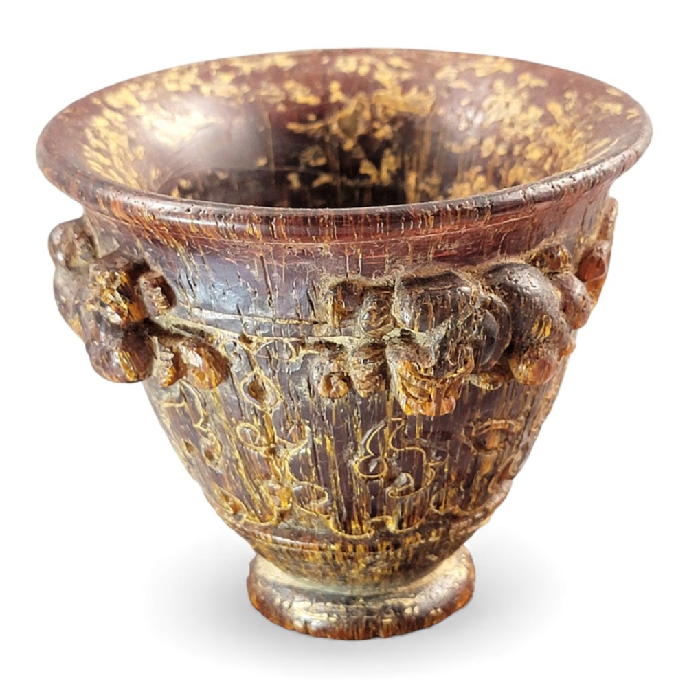 Chinese Carved Libation Cup with Archaistic Taotie, Late Qing/Republic