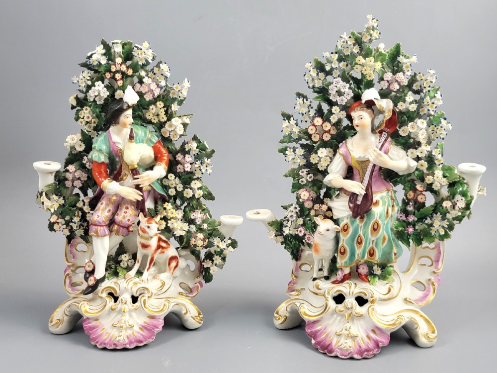Derby Pair of Candlestick Figures, Musicians with Bocage, c.1765 