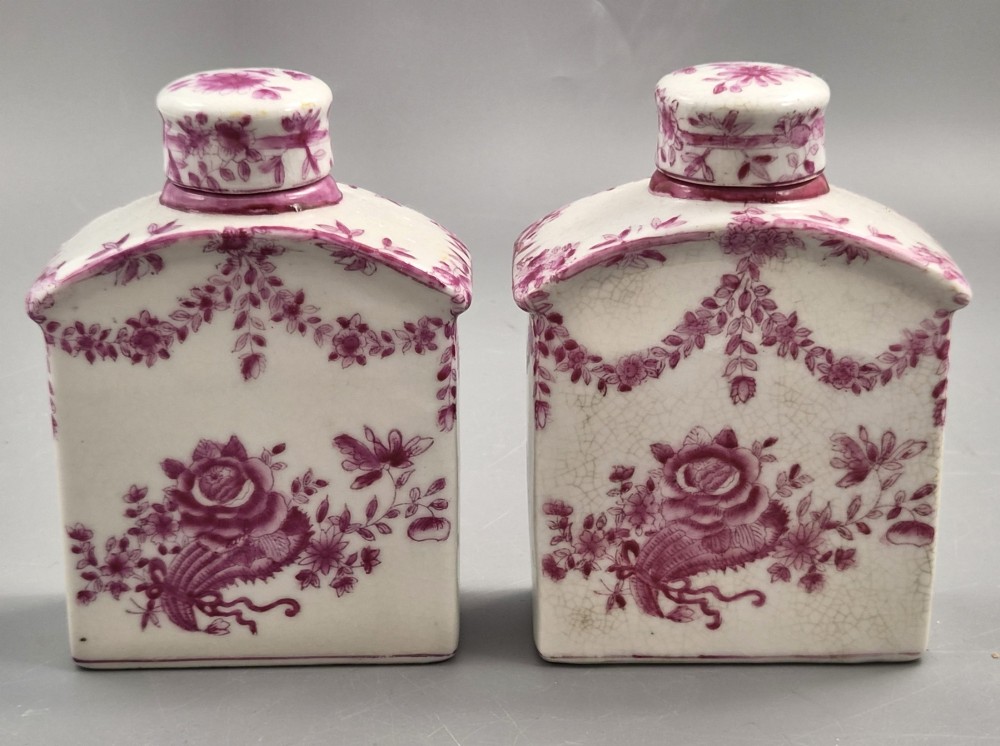 Pair of JUWC 1897 Chinese Porcelain Tea Caddies in the Meissen Taste