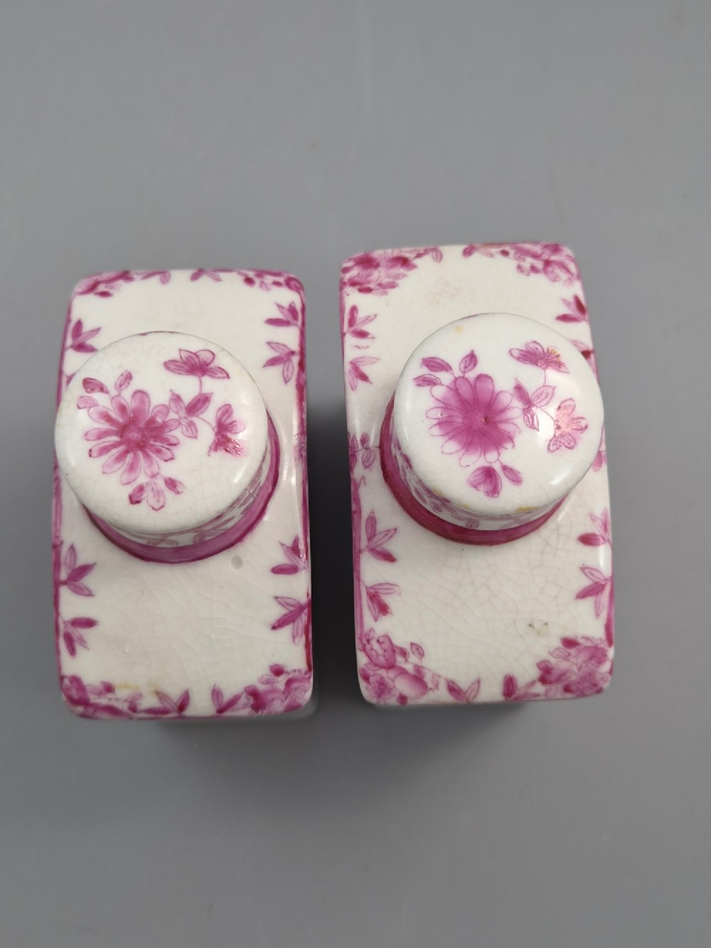 Pair of JUWC 1897 Chinese Porcelain Tea Caddies in the Meissen Taste View XI
