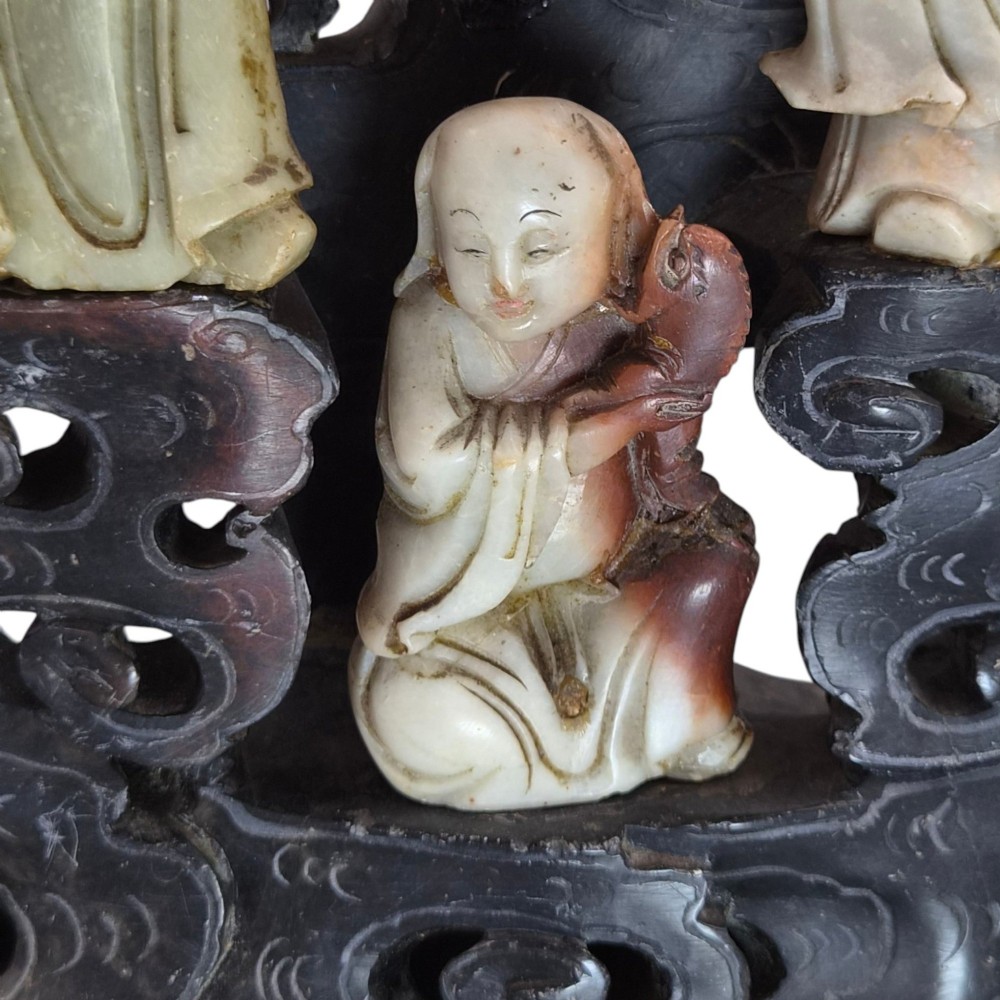 Chinese Carved Soapstone Group of Daoist Immortals, Early 20th Century View II