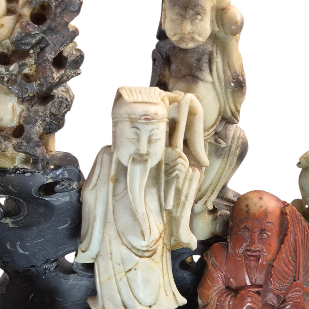 Chinese Carved Soapstone Group of Daoist Immortals, Early 20th Century View IV