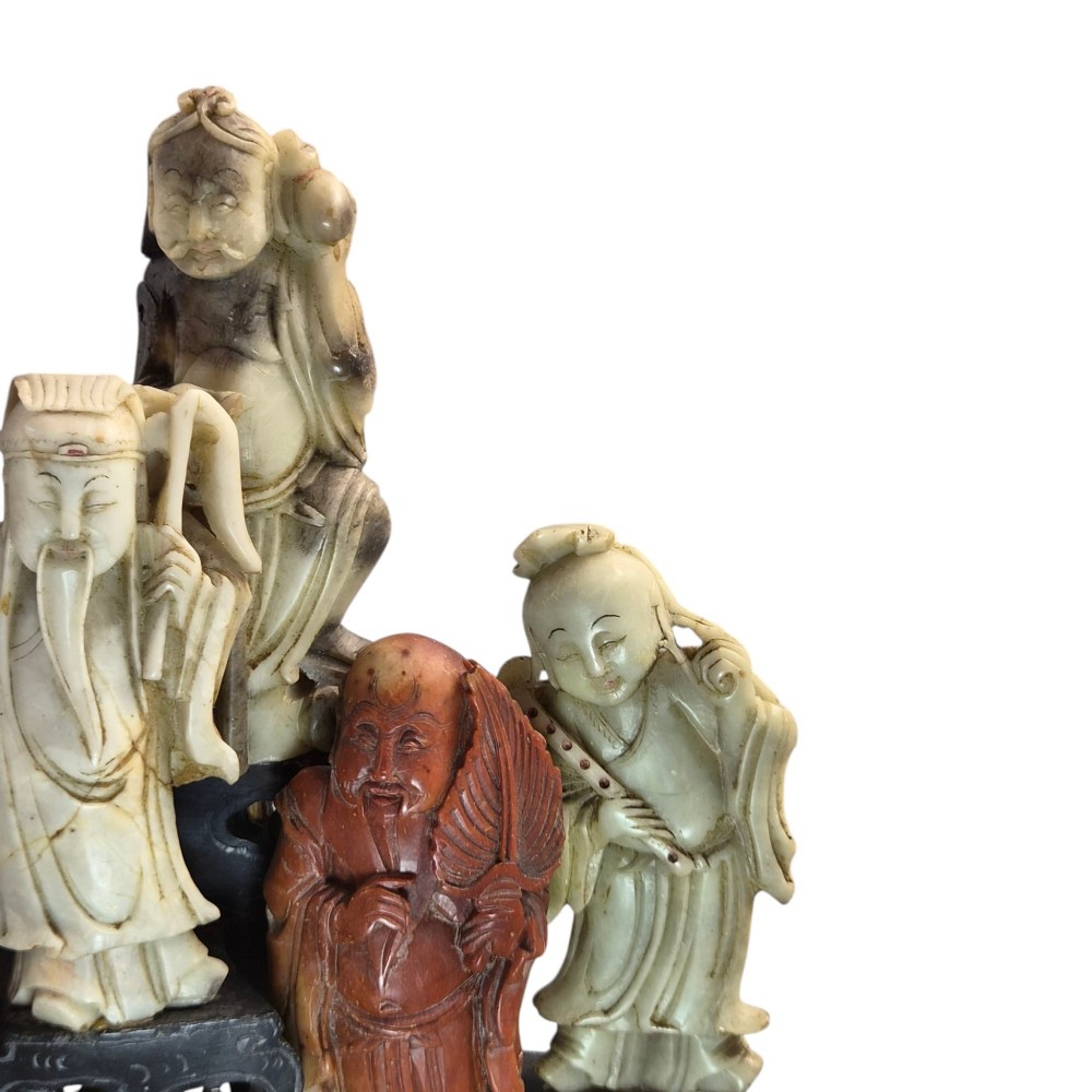 Chinese Carved Soapstone Group of Daoist Immortals, Early 20th Century View V