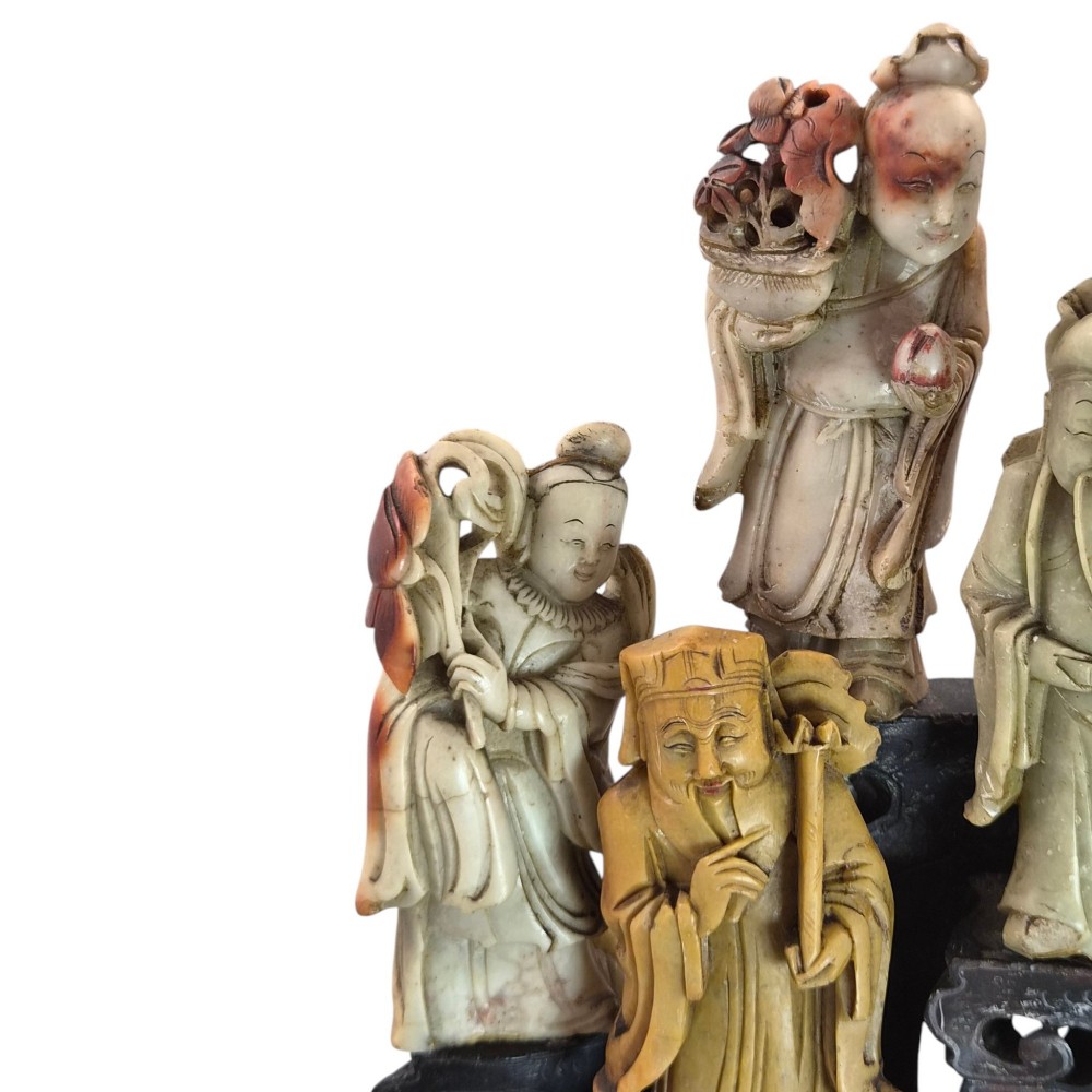 Chinese Carved Soapstone Group of Daoist Immortals, Early 20th Century View XIII