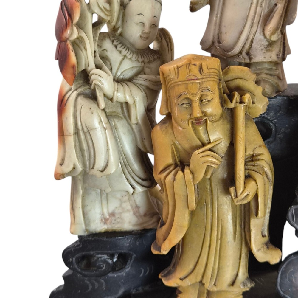 Chinese Carved Soapstone Group of Daoist Immortals, Early 20th Century View XIV