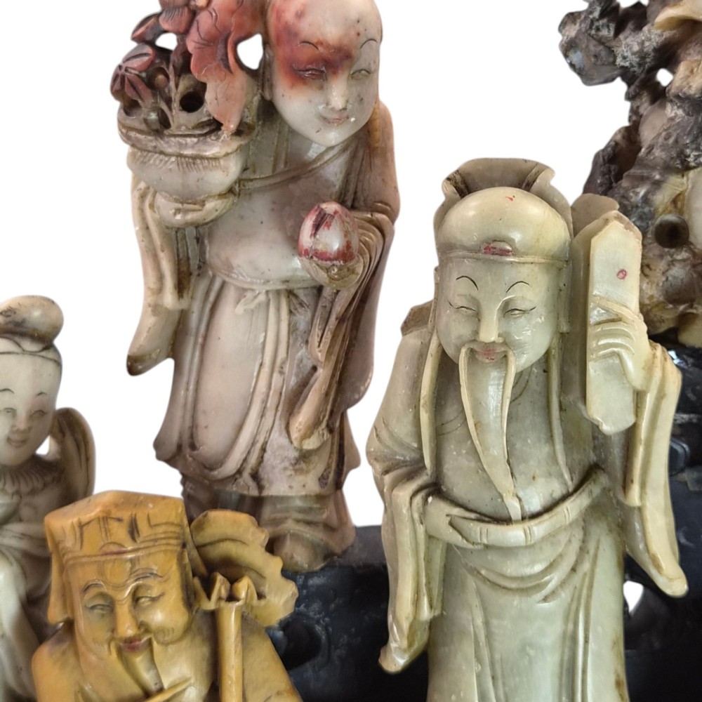 Chinese Carved Soapstone Group of Daoist Immortals, Early 20th Century View XV