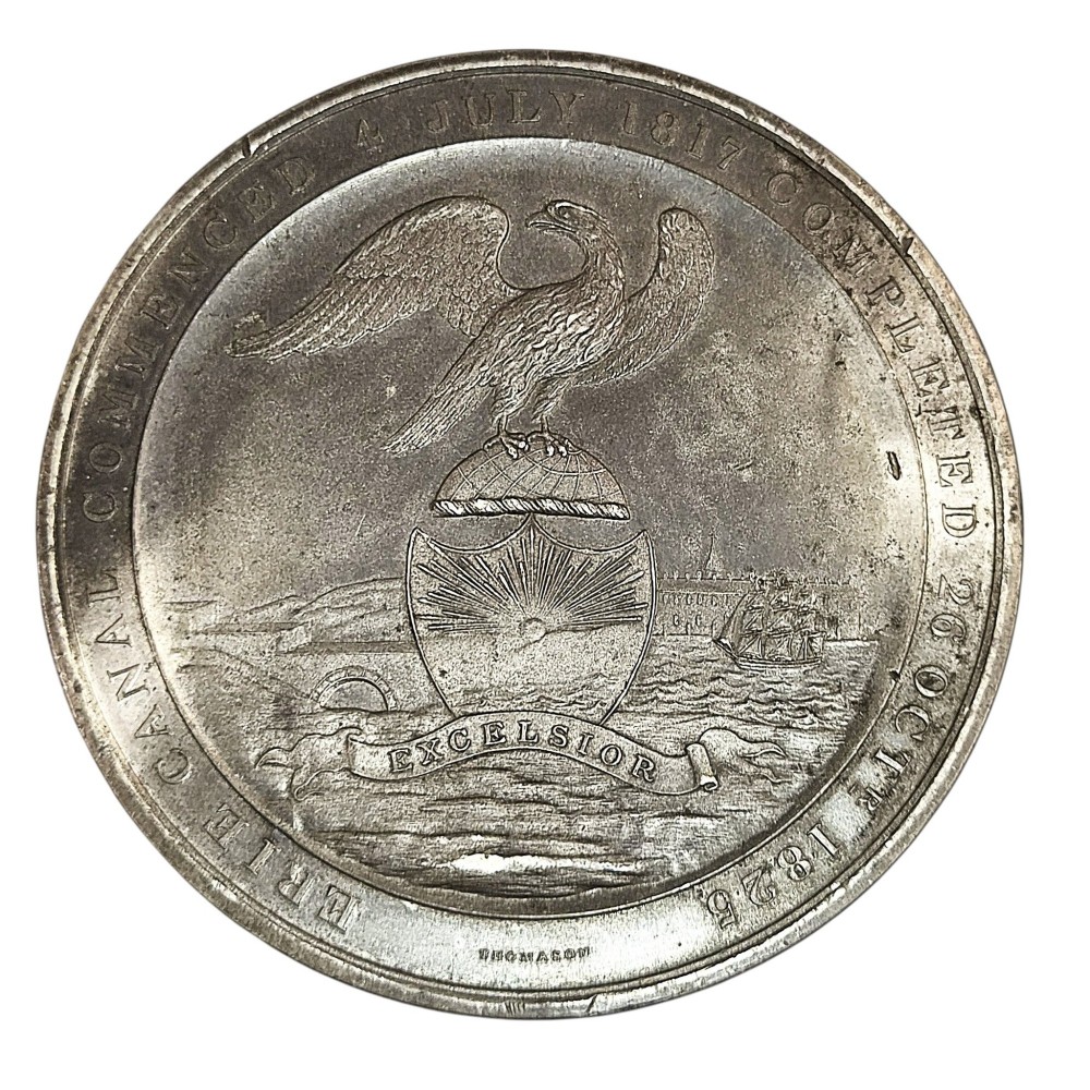 Erie Canal completion white metal medal by Sir Edward Thomason, c.1826 View VII