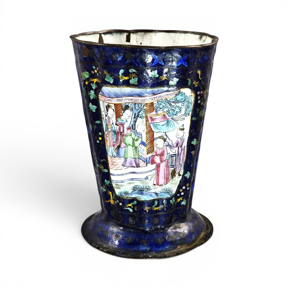 Chinese Canton enamel on copper vessel, Qing dynasty, late 18th century