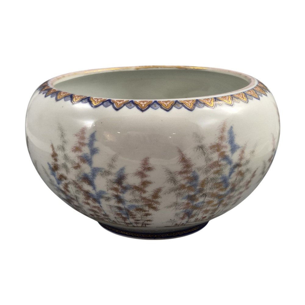 Late Meiji Fukagawa Porcelain Fish Bowl with Koi Carp, Arita, c.1894 View V