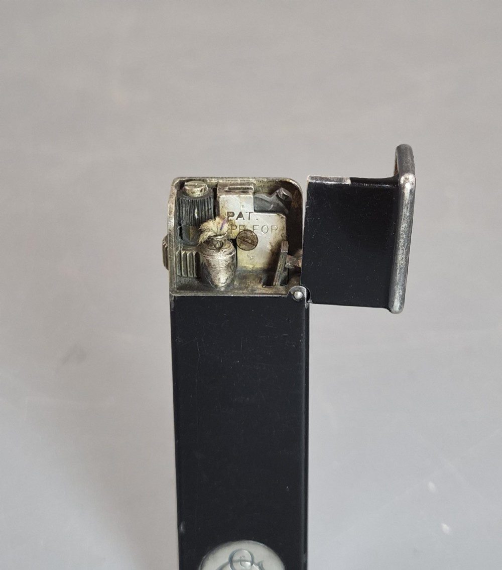 Vintage Dunhill Tallboy Petrol Lighter Cartier Licence Black Lacquer c.1933 View VII
