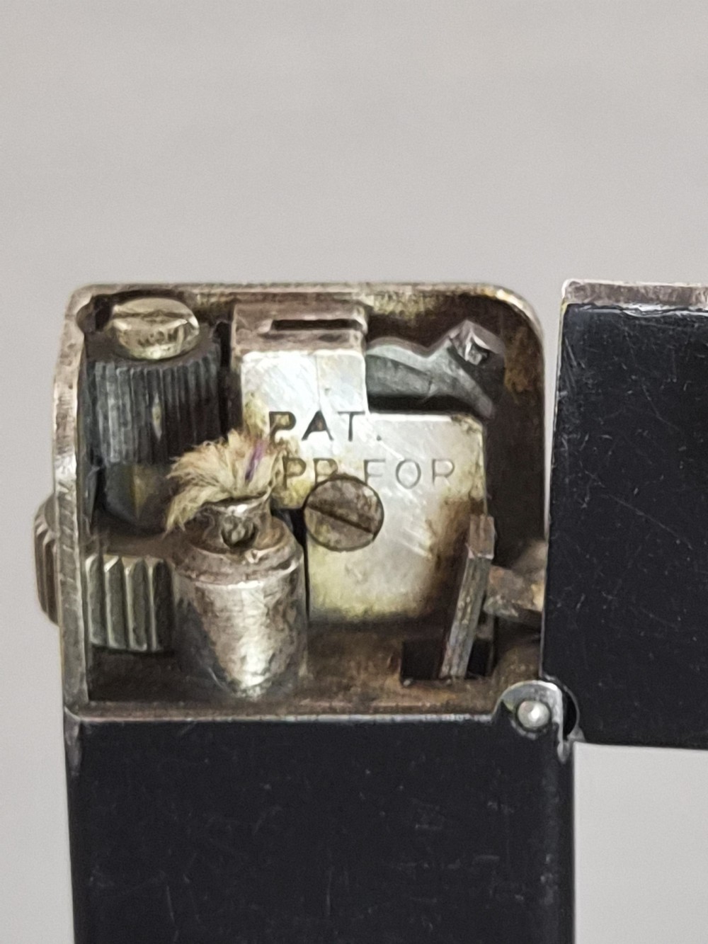 Vintage Dunhill Tallboy Petrol Lighter Cartier Licence Black Lacquer c.1933 View VIII