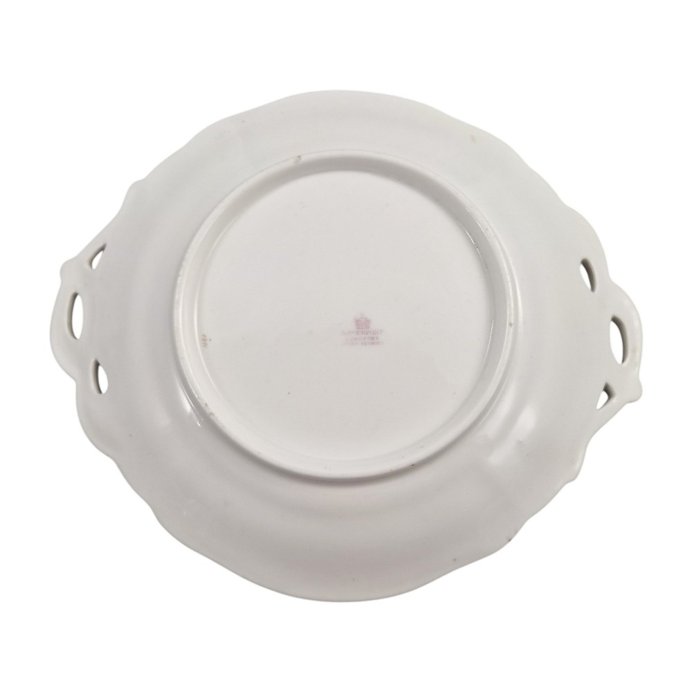 A Victorian Davenport bone china sauce tureen with lid and undertray, decorated with white glaze, gilded radial stripes, and an artichoke finial. View VI