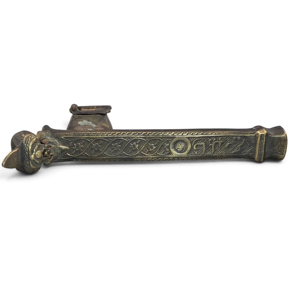 Antique Armenian Brass Divit Qalamdan 18th Century Signed Traveling Pen Case