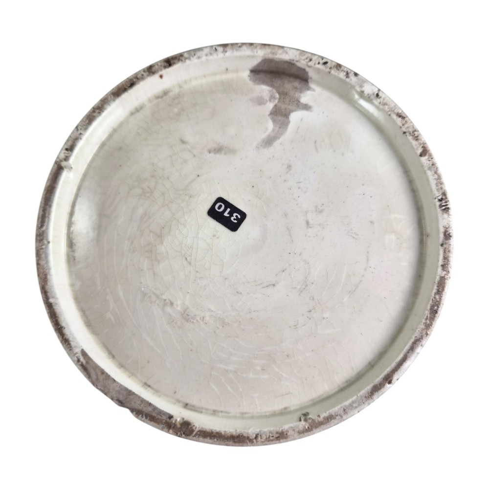 A Georgian Staffordshire creamware jug featuring transfer-printed olive-green Masonic iconography framed by a leafy scrollwork wreath. View IX